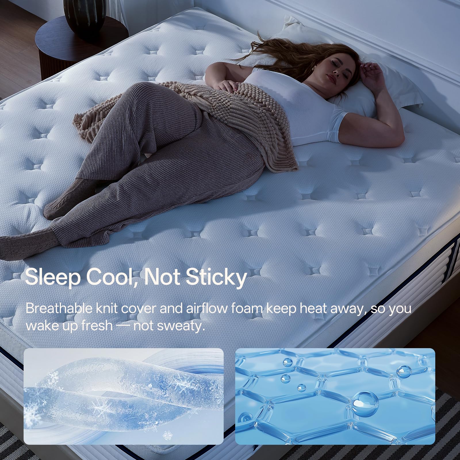 QUILTZEN Queen Mattress 12 Inch, Medium Plush Hybrid Queen Size Mattress with Memory Foam & Individually Wrapped Pocket Coils, Pressure-Relieving Support & Motion-Reducing Design