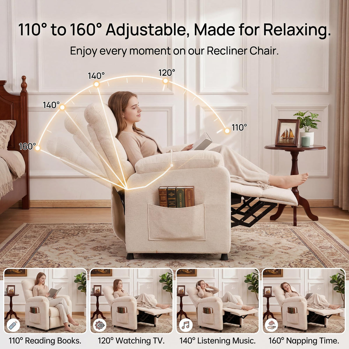 Veemuaro Power Recliner Chair, Electric Reclining Armchair with Remote