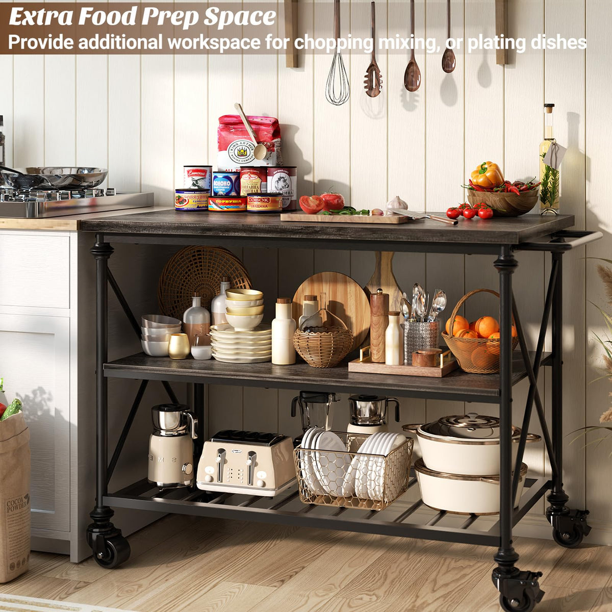 3-Tier Rolling Kitchen Island
