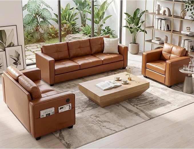 Faux Leather Sofa Set