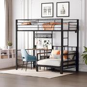 Twin Bunk Bed with Desk & LED Lights