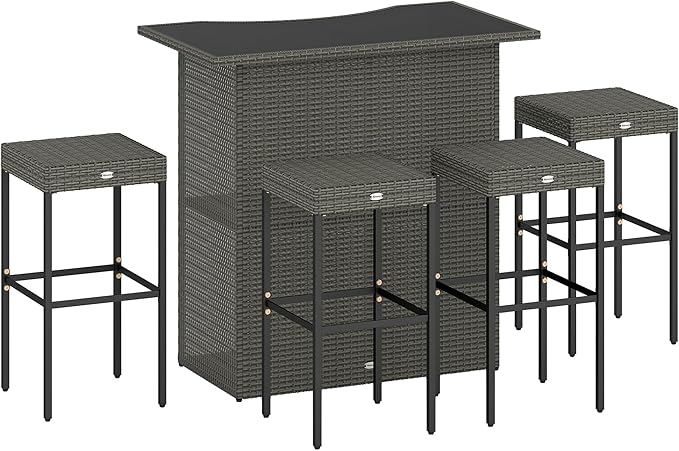5-Piece Outdoor Rattan Wicker Bar Set