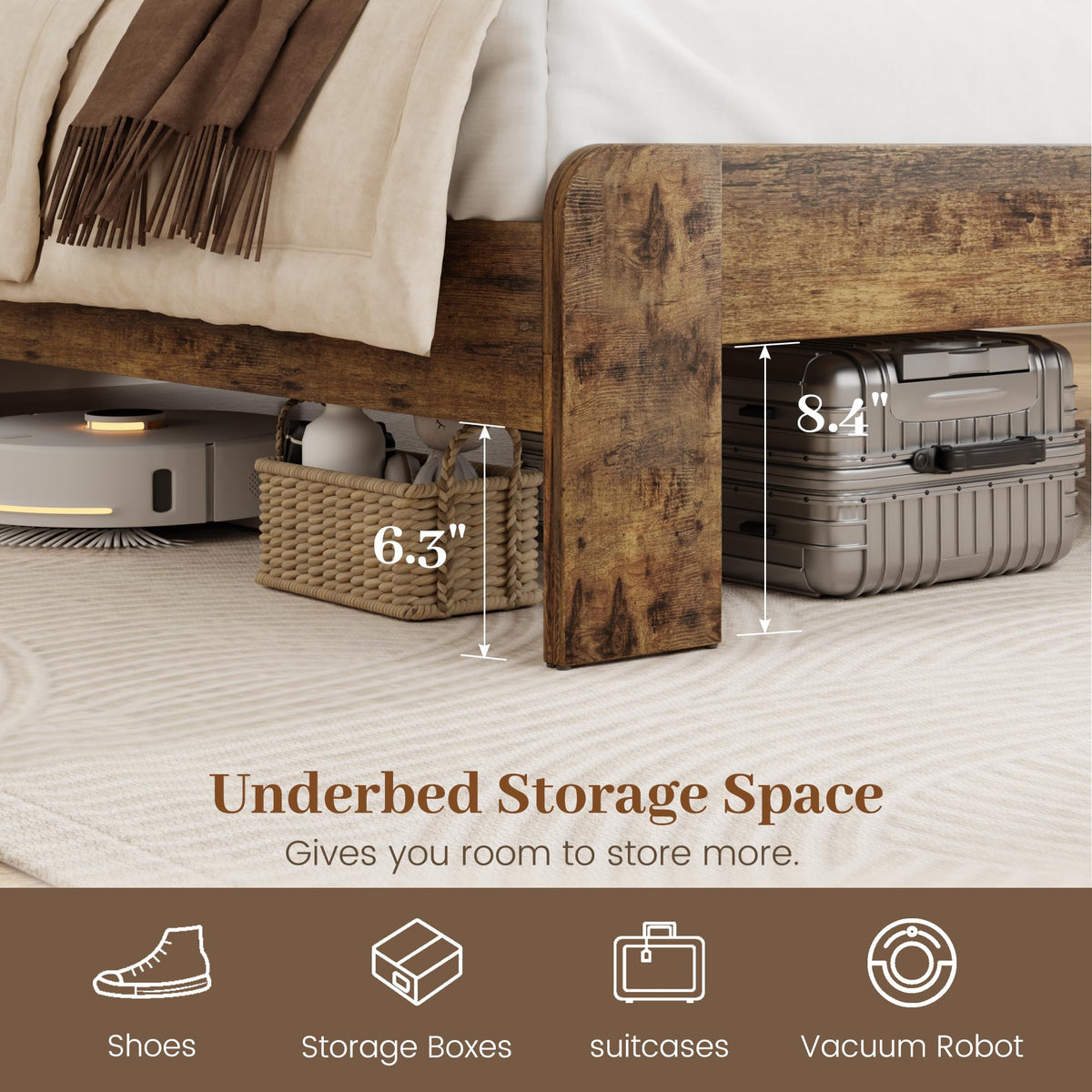 Queen Platform Bed with Storage Headboard