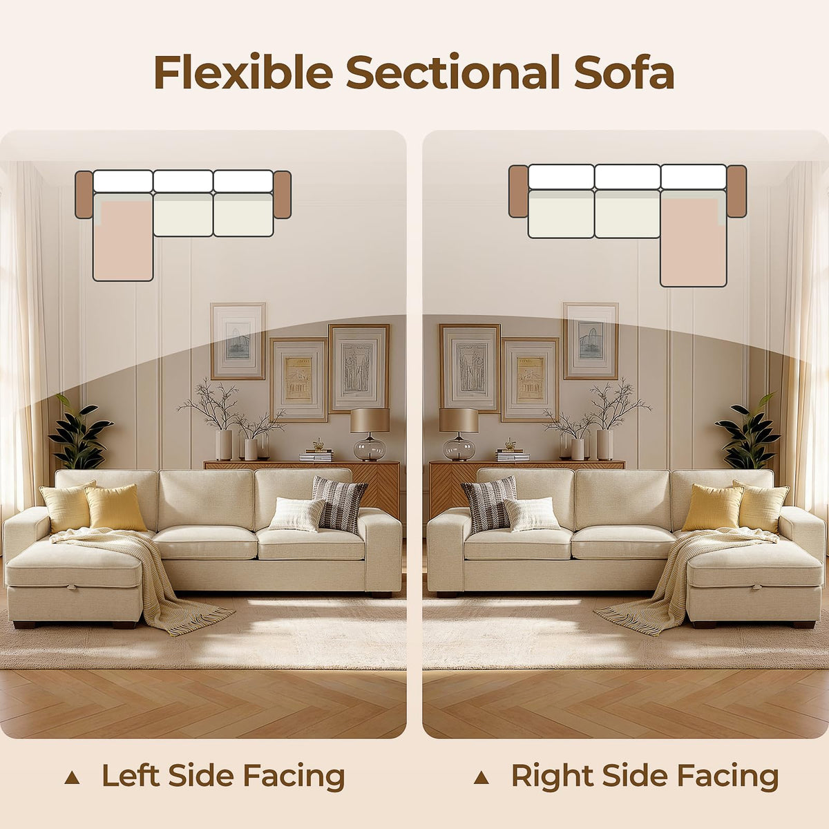 Chenille Storage Sectional Sofa