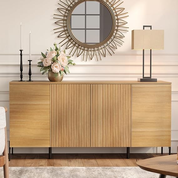 Fluted Buffet Cabinet with 4 Doors