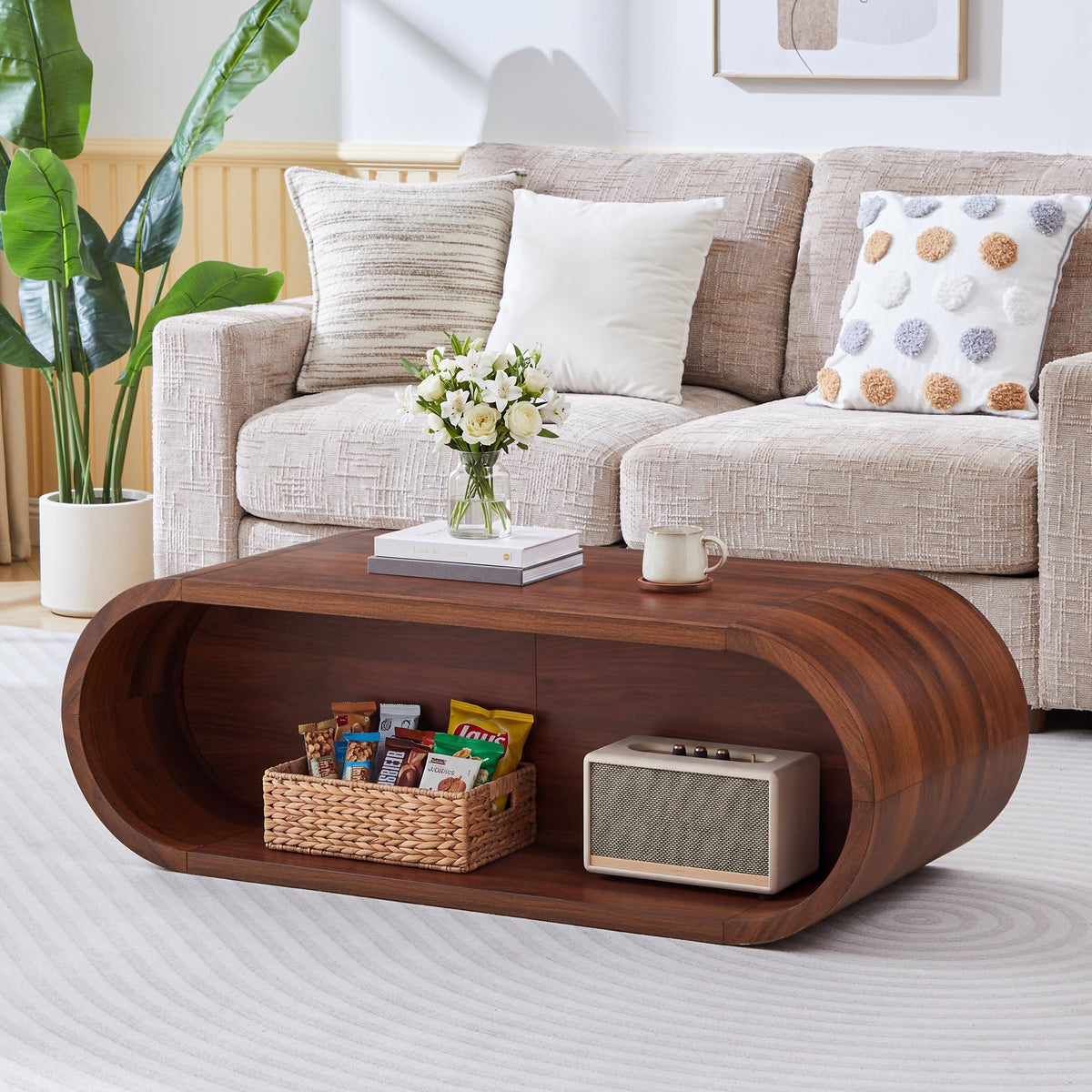 Oval Coffee Table with Storage