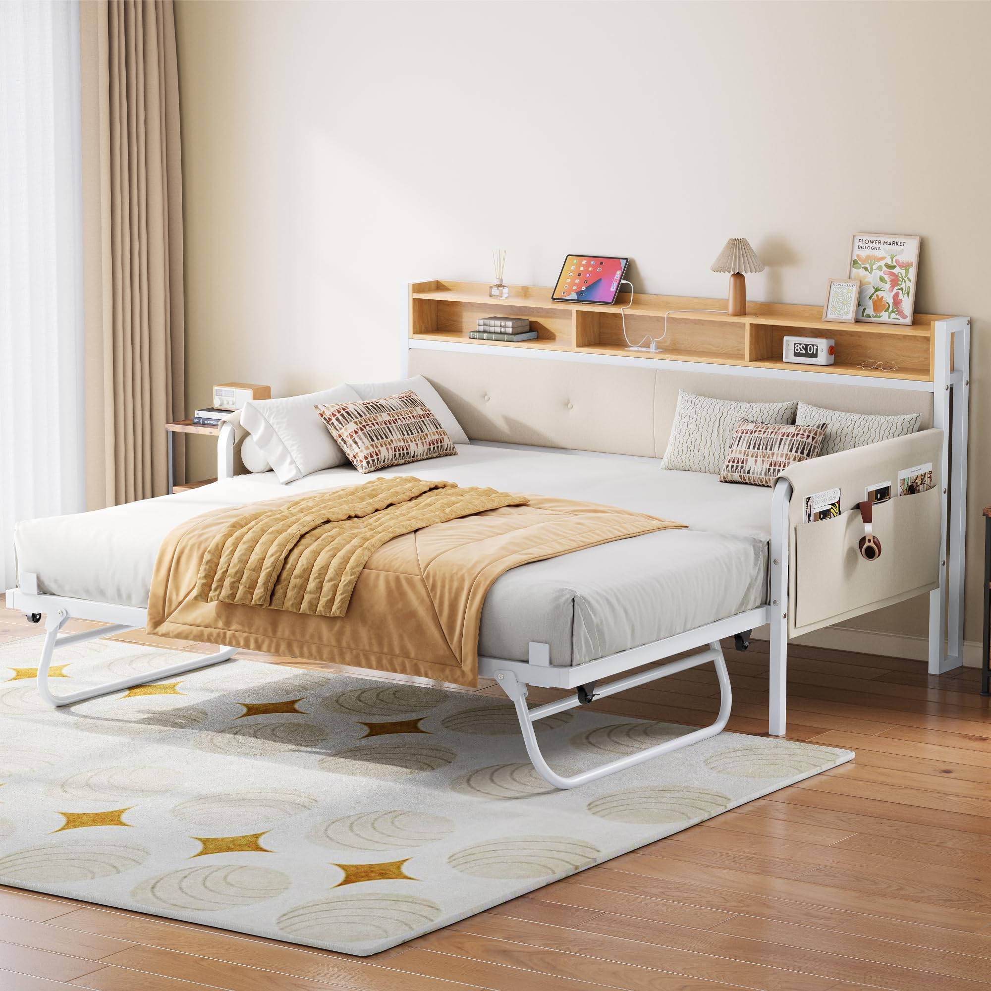 Twin Daybed with Trundle & Charging Station