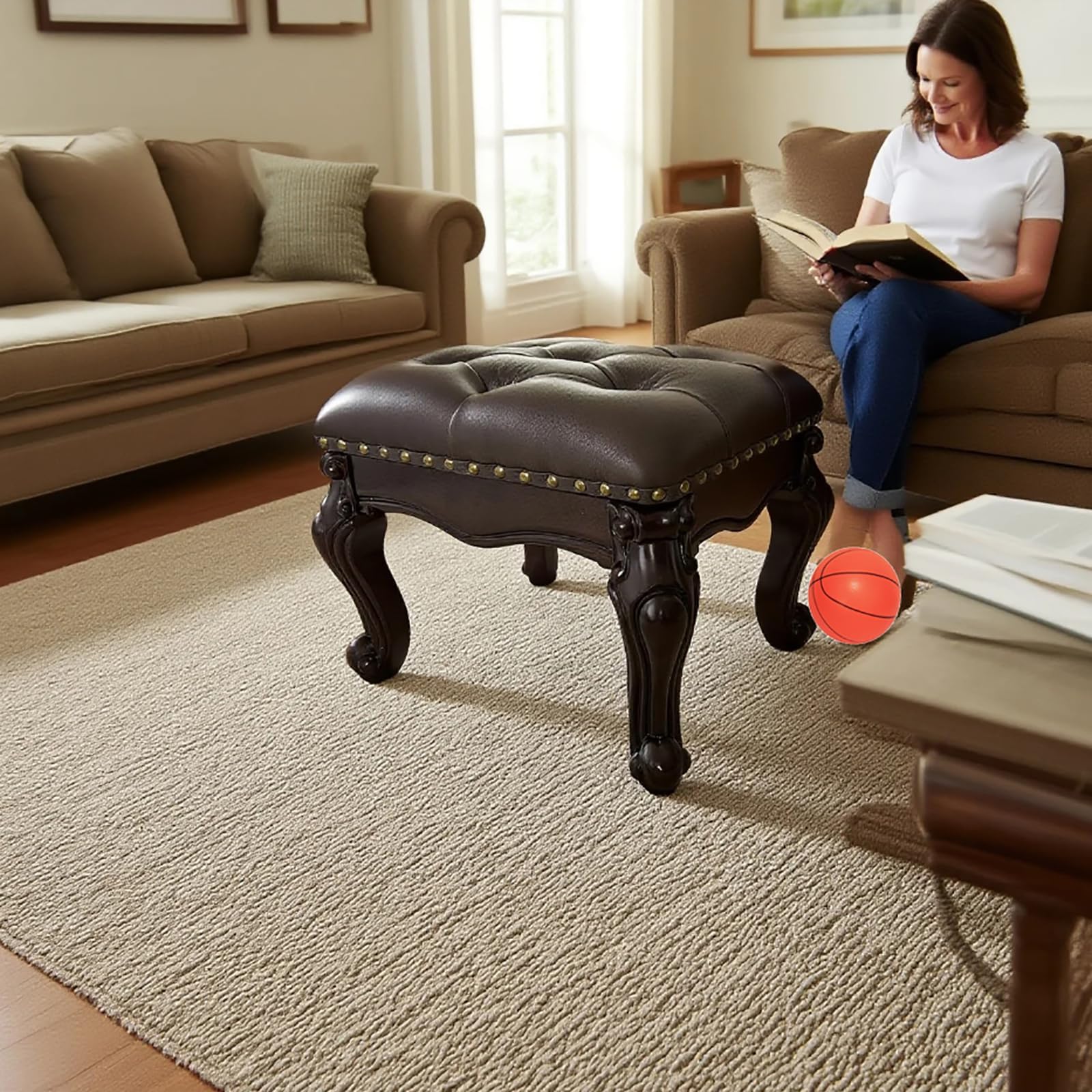Leather Foot Stool Ottoman