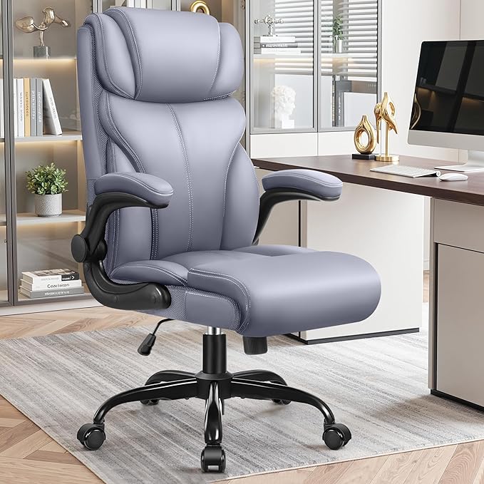 High-Back Ergonomic Office Chair with Flip-Up Armrests