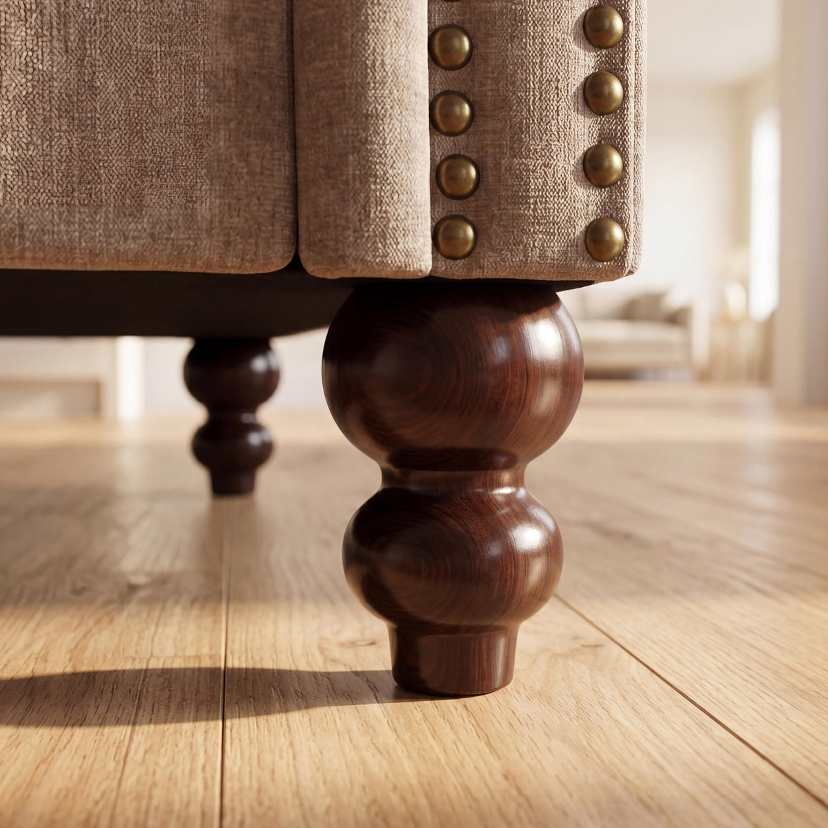 Brown Chenille Nailhead Accent Chair