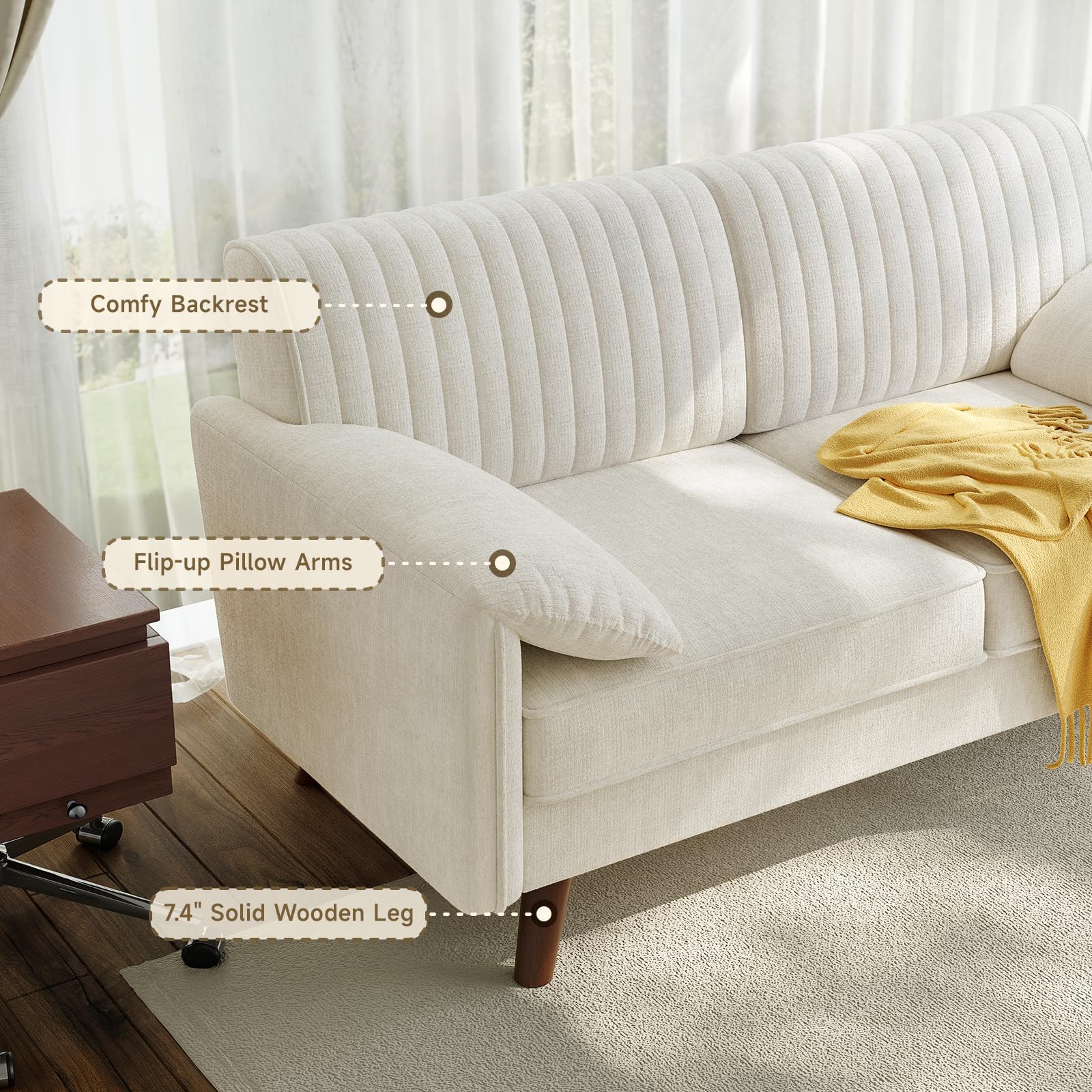 64.5" Loveseat Sofa with Padded Arms