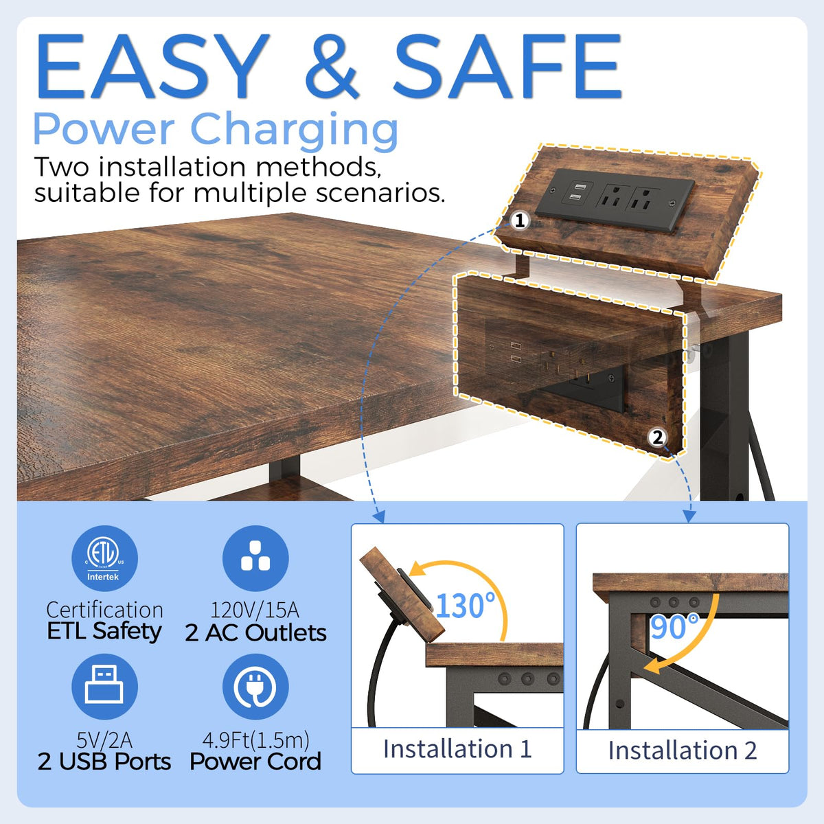METYERRY 24"x23.6" Large Printer Stand with Power Outlet, 3 Tier Cart