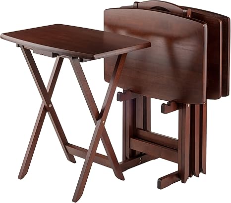5-Piece Folding Snack Table Set with Storage Rack