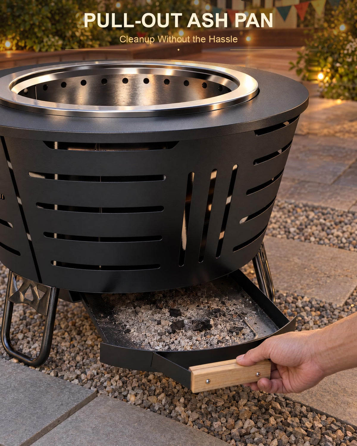 Iamsii 27 Inch Smokeless Fire Pit for Outside Wood Burning,