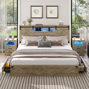 King Farmhouse Storage Bed with LED Lights