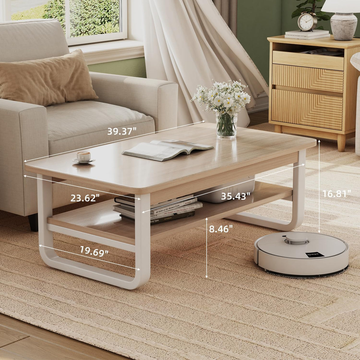 Rectangular Coffee Table with Storage