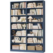 FACBOTALL 83.7" Tall Bookshelf and Bookcase, 7-Tier Double Bookshelves Blue