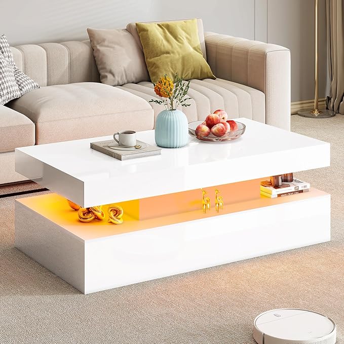 LED Coffee Table with Open Storage