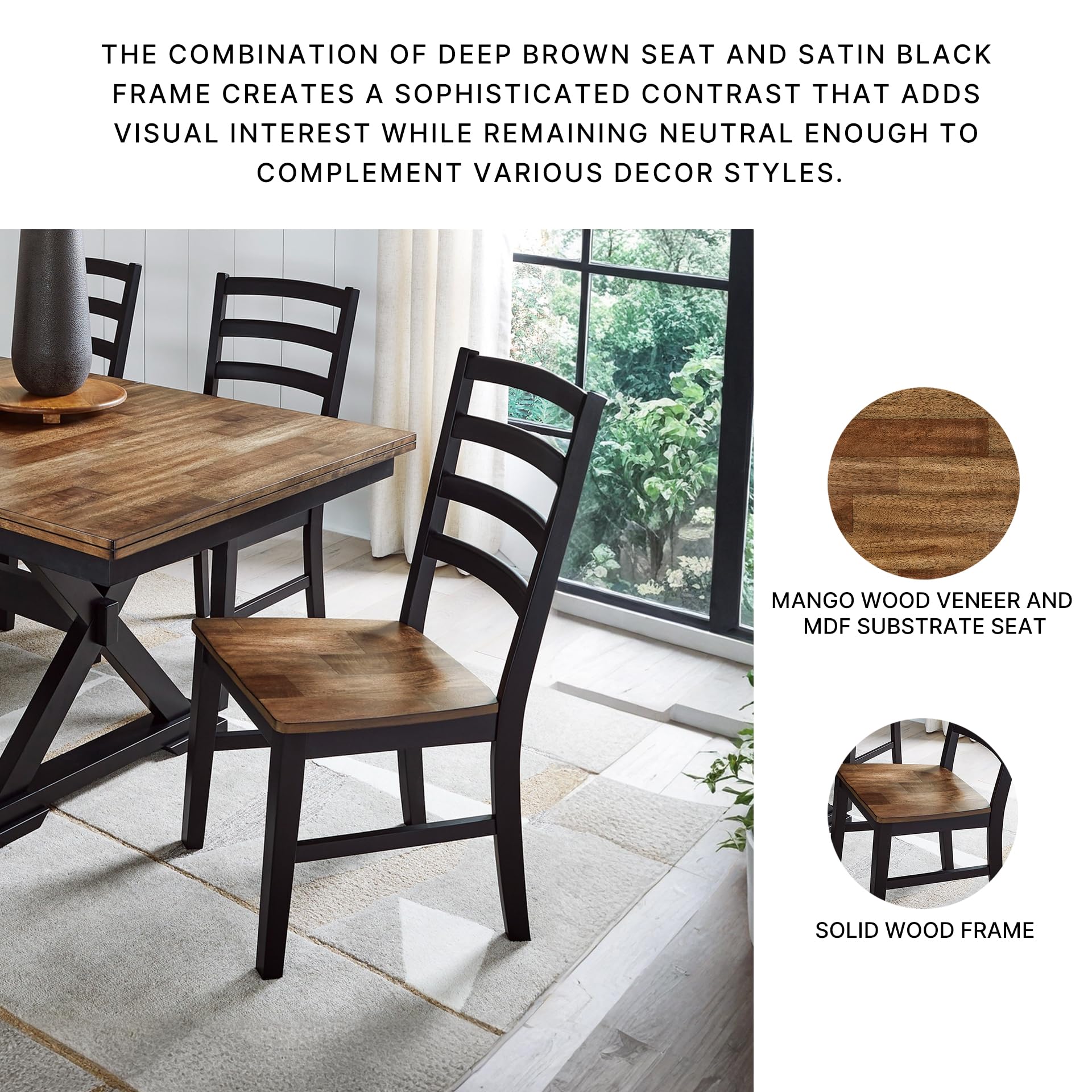 Ladderback Dining Chairs, Set of 2
