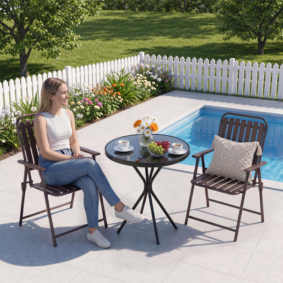 Folding Patio Chairs, Set of 2