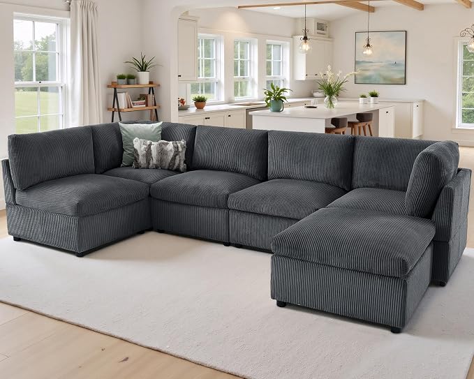 Modular Corduroy Sectional Sofa