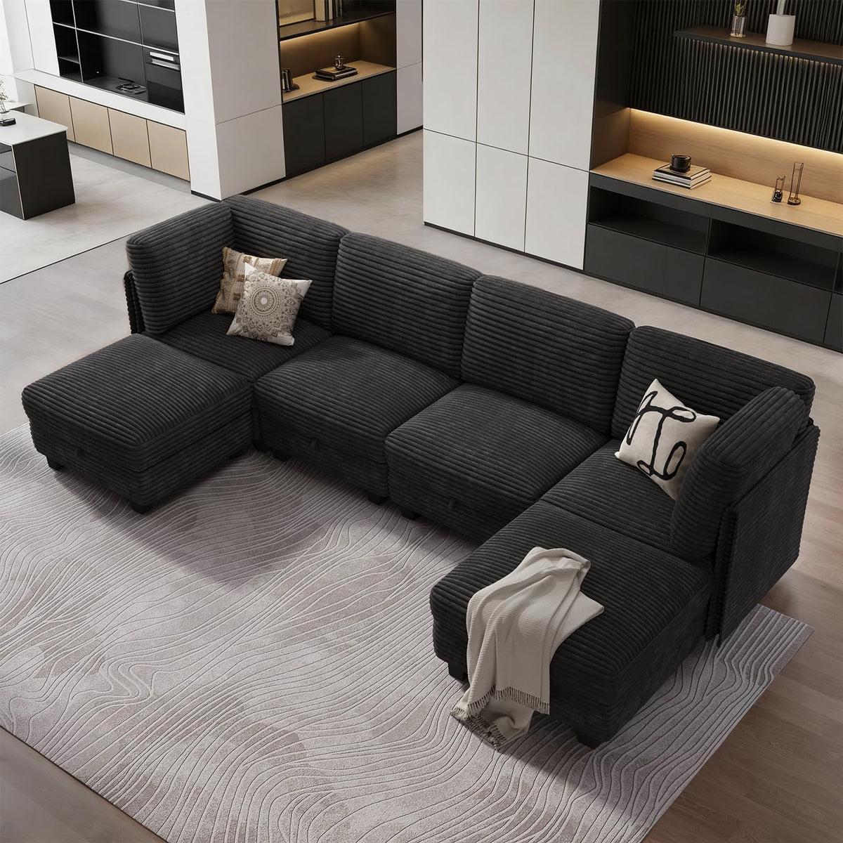 Modular Sectional Cloud Couch, Convertible Sleeper Sofa Bed for Living Room