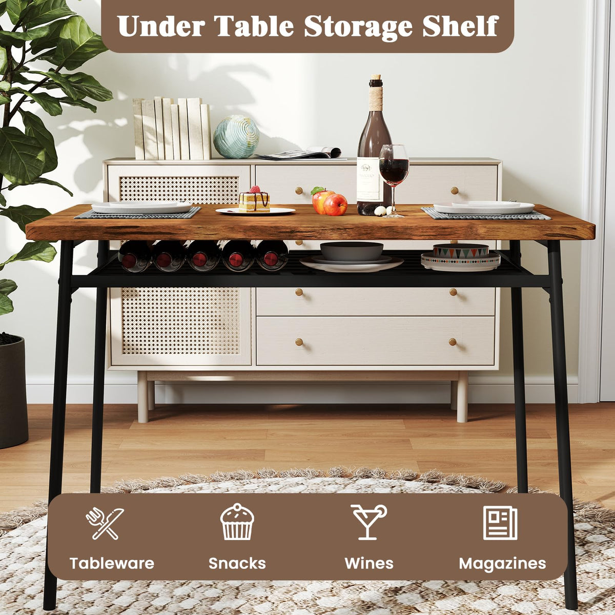 Dining Table Set with Storage Rack