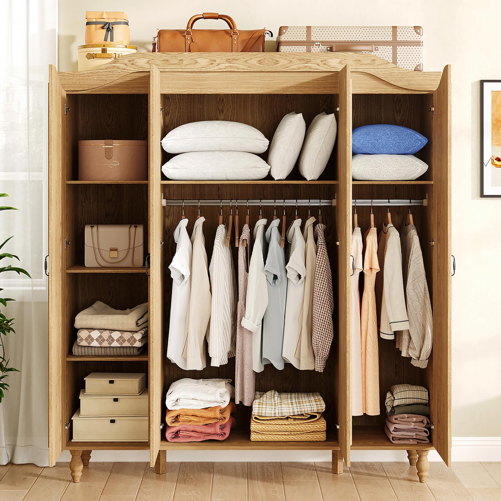 Arched Armoire Wardrobe Closet with 4 Doors