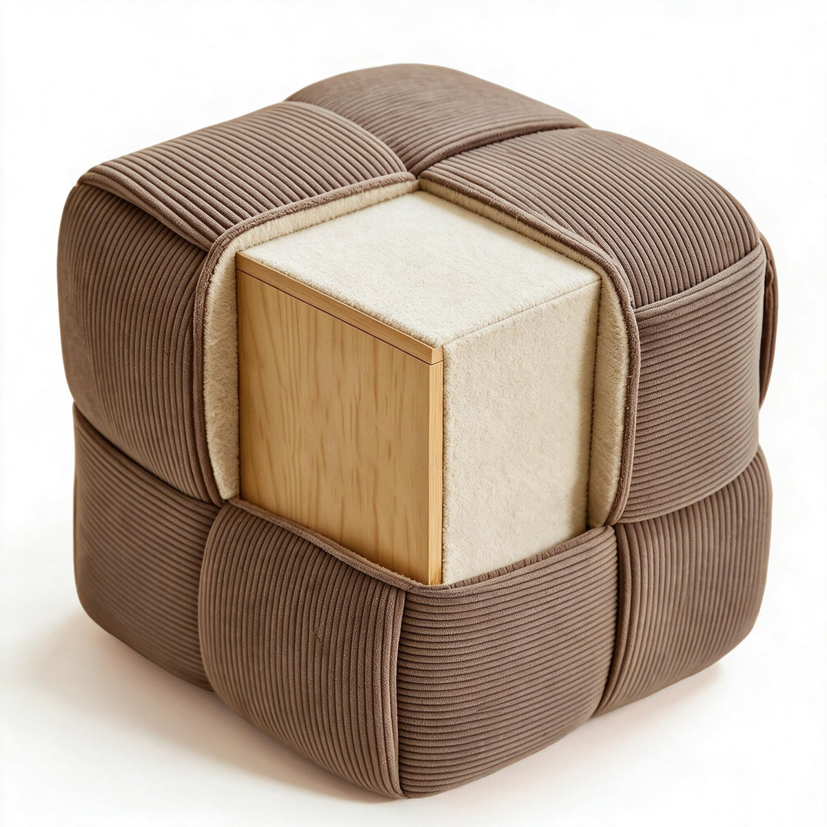 ZHXDZYZ Corduroy Square Ottoman Footrest, Small Footstool for Sofa, Brown
