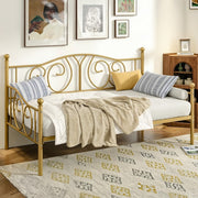 VECELO Twin Daybed Frame with Metal Slats, Modern Platform Bed Sofa for Living Room Bedroom Guest Room, Under-Bed Storage Space,Heavy Duty/Easy Assembly
