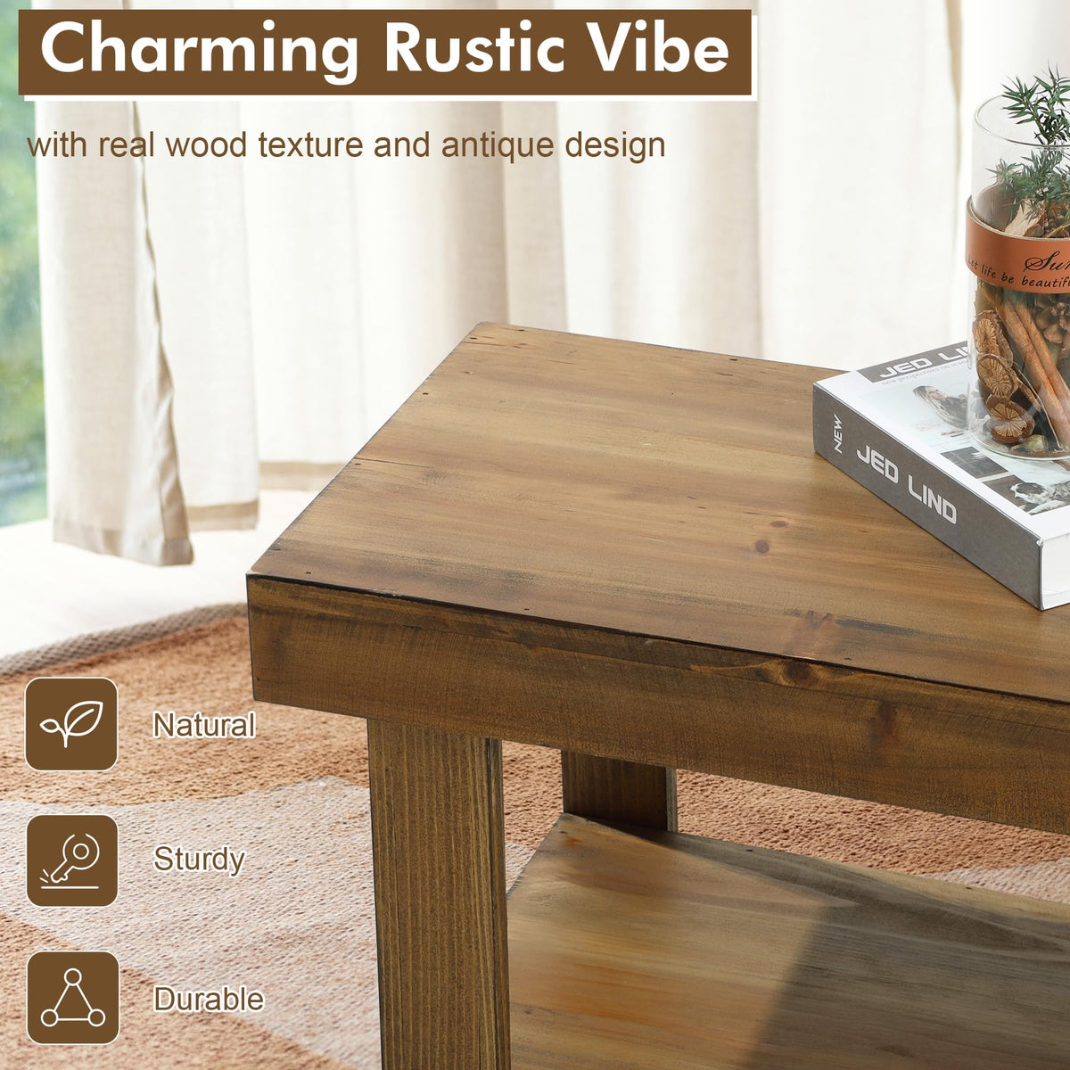 HOKYHOKY Solid Wood Entryway Bench - 42.6" Farmhouse Long Narrow Benches