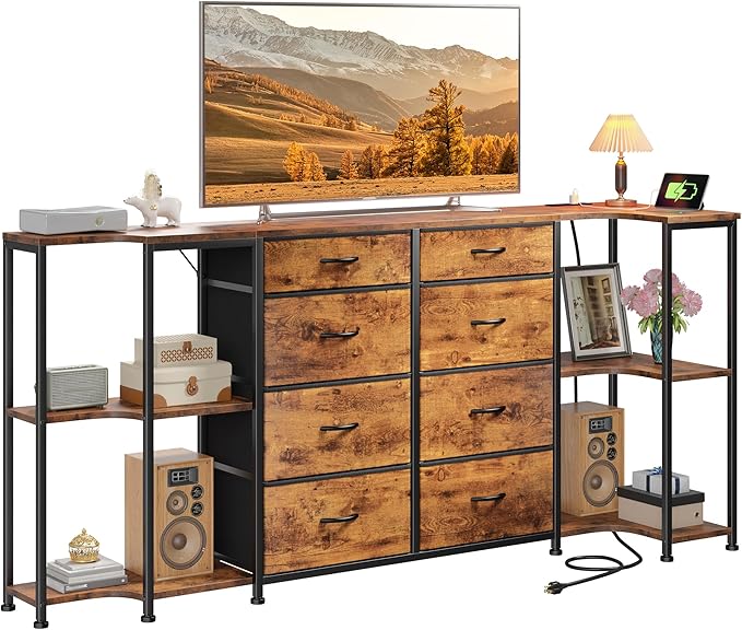 8-Drawer Dresser & TV Stand with Charging Station
