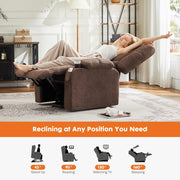Sweetcrispy Power Lift Recliner Chair with Vibration Massage and Heat for Adults, Ergonomic Overstuffed Breathable Fabric Reclining Chair with Side Pockets, Remote Control, Living Room, Bedroom, Brown