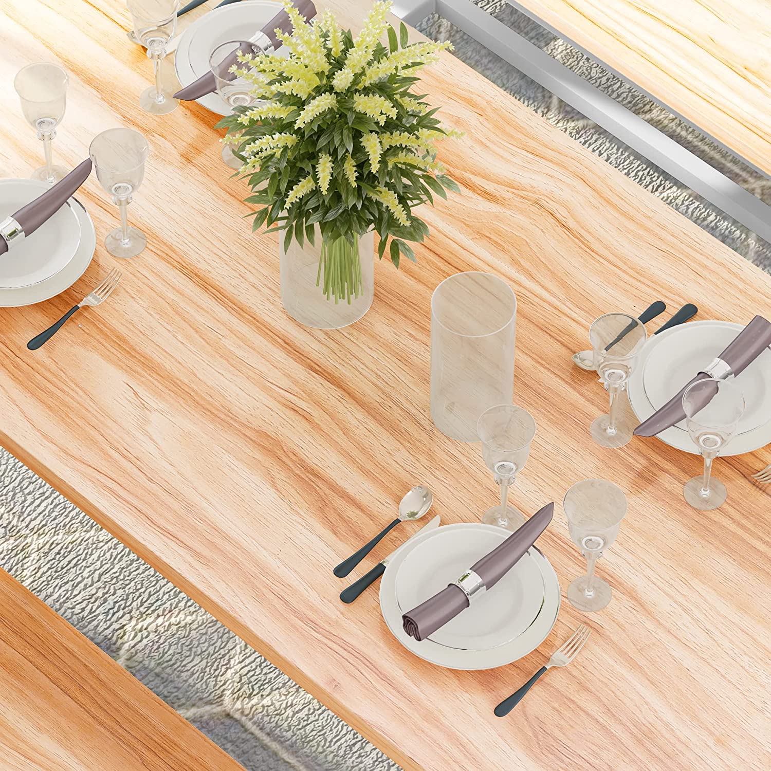 LinkRomat Dining Room Table Set with 2 Benches, Farmhouse Dining Table Set for 4, Wood Breakfast Dinner Table Set for Breakfast Nook Small Spaces, Beige