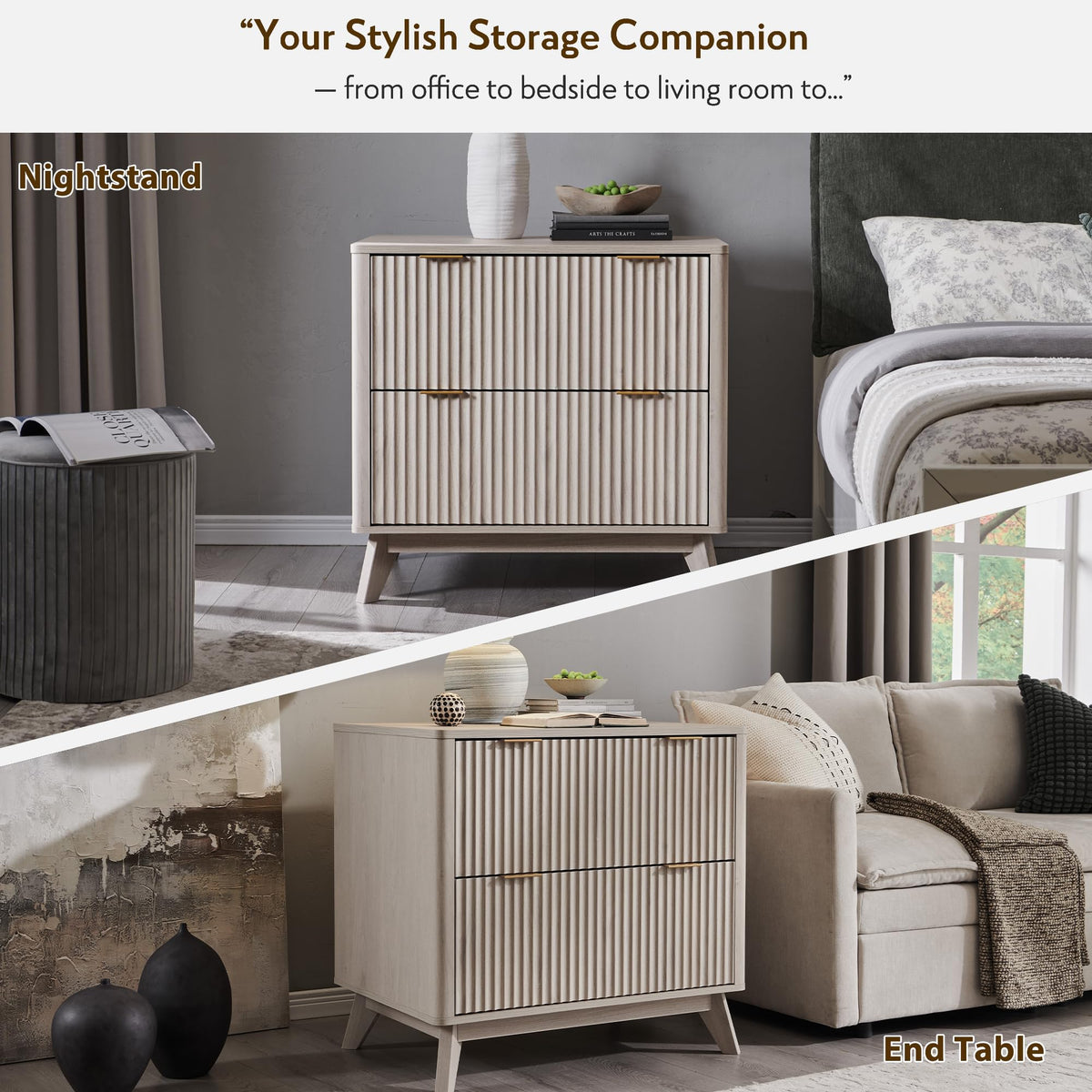 Fluted 2-Drawer Lateral File Cabinet