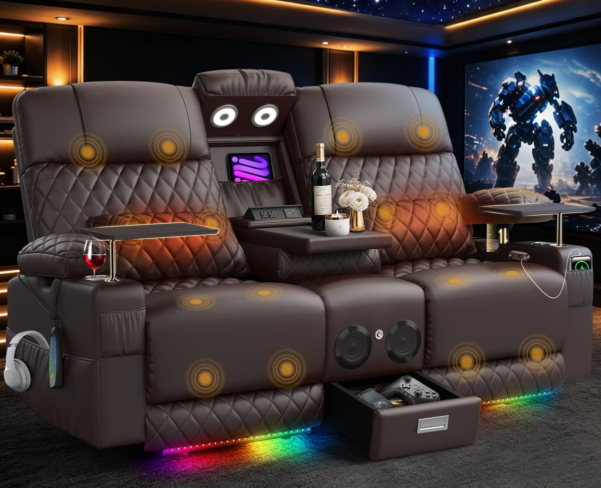 Power Loveseat Recliner Sofa, Home Theater Seating with Massage & Heat
