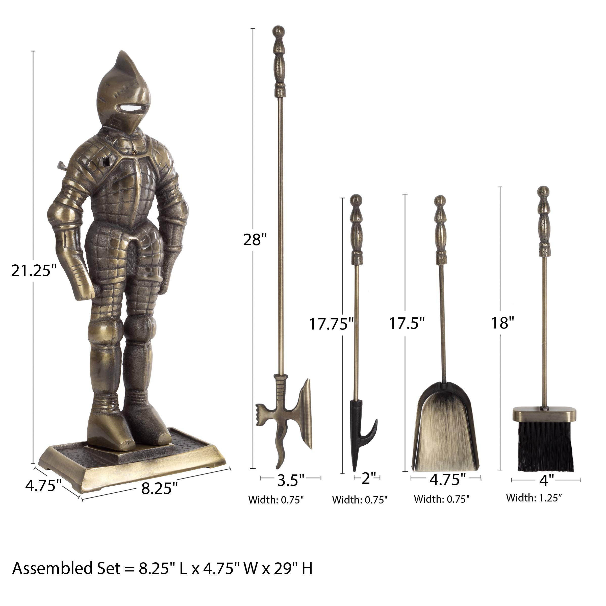 Medieval Knight 3-Piece Fireplace Tool Set