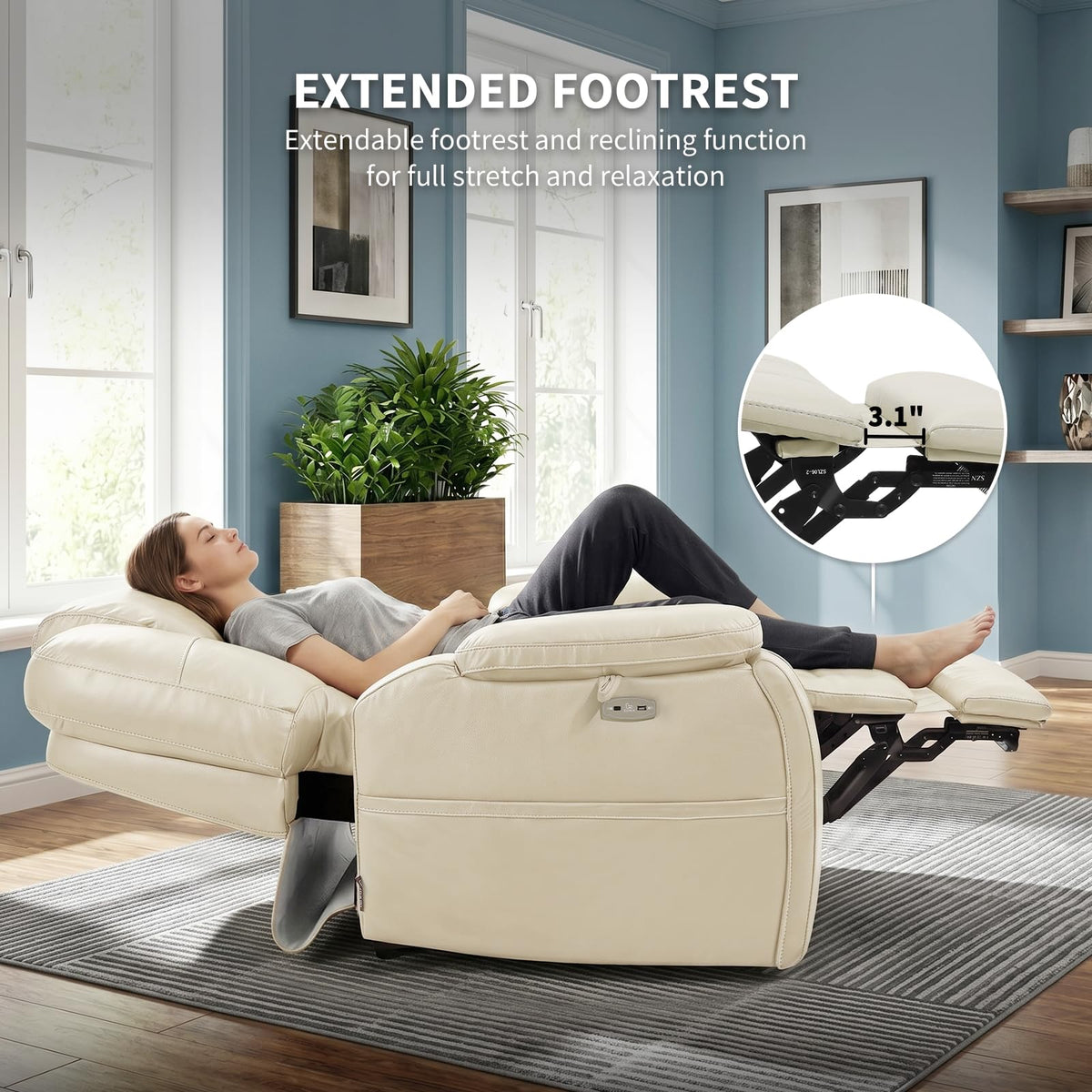 Eonix Triple Motor Power Lift Recliner Chair Elderly, Heat & Massage, White