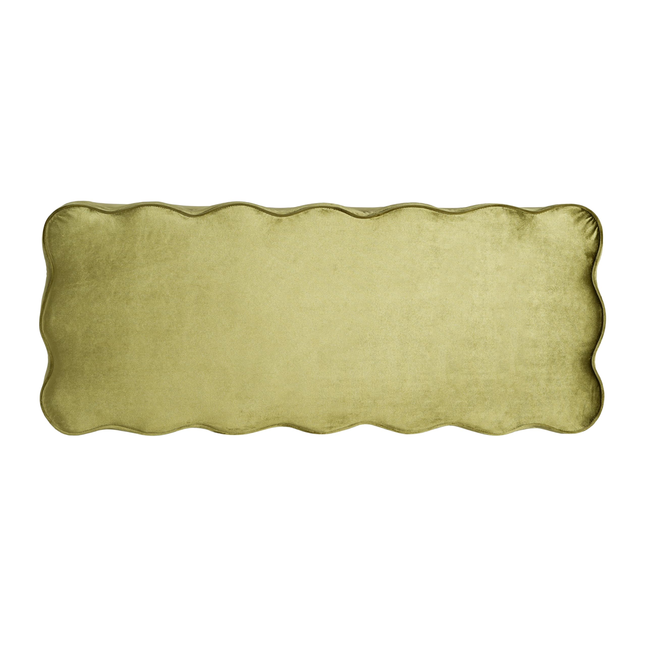 Christopher Knight Home Pean Living Room Ottoman with Storage, Velvet Upholstered Storage Ottoman Bench, Sofa Foot Stool with Wood Frame, Bedroom End of Bed Bench, Chic Scalloped Design, Olive Green