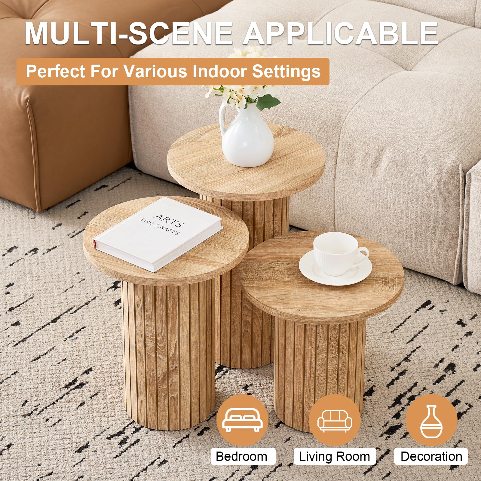 Round Nesting Coffee Table Set of 3