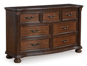 7-Drawer Traditional Dresser – Dark Brown