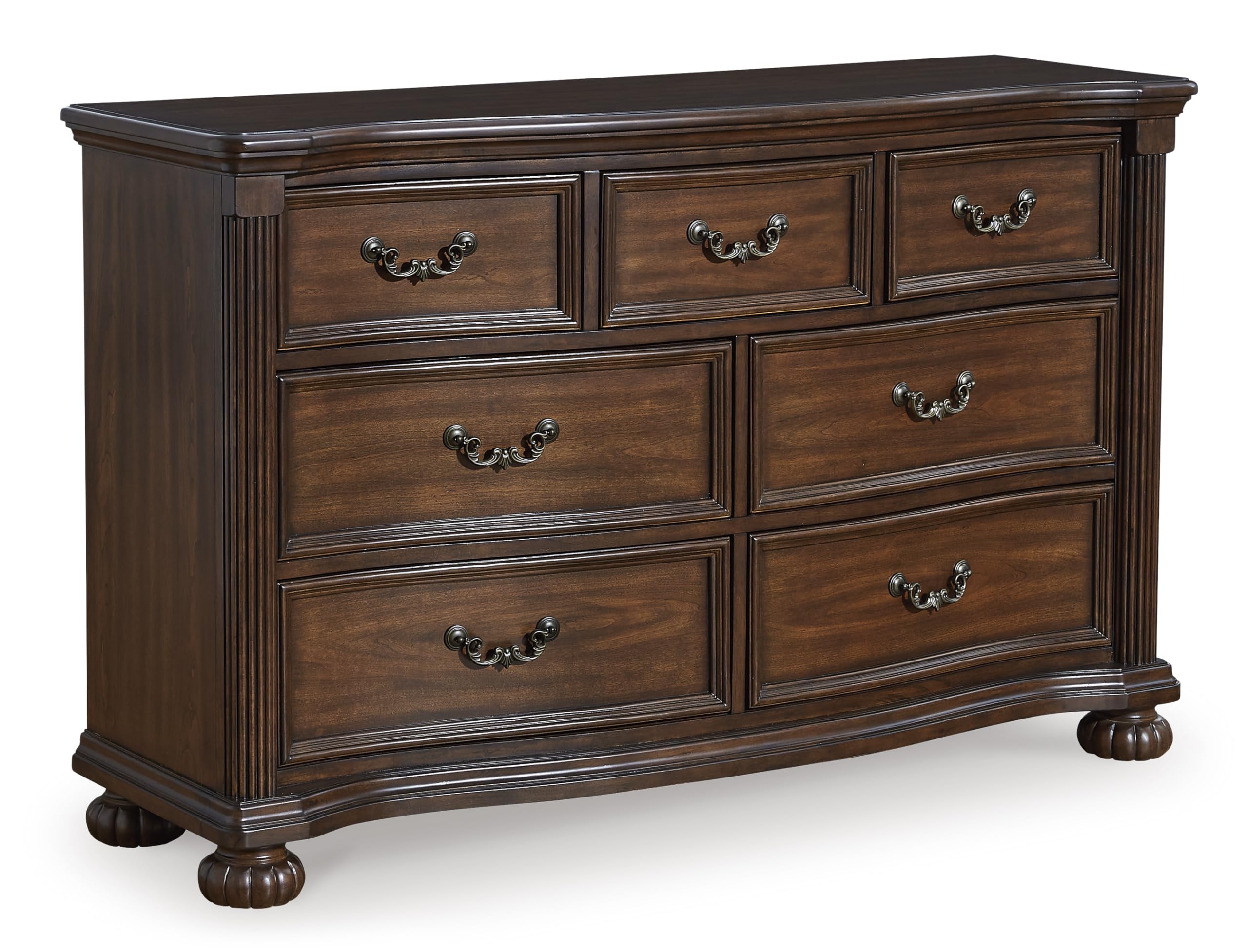 Signature Design by Ashley Lavinton Traditional Dresser with 7 Smooth-Gliding Drawers and Felt-Lined Top Drawer for Bedroom, Dark Brown, 60' W x 18.63' D x 37.5' H
