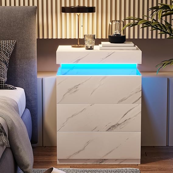 Nightstand with LED Lights & Charging Station