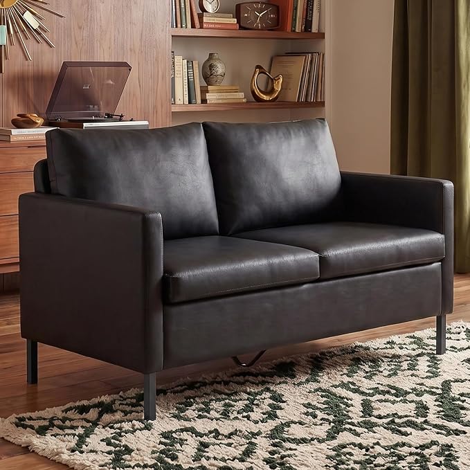 Green Faux Leather Loveseat