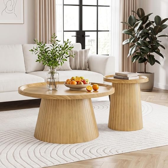 Round Fluted Nesting Coffee Tables