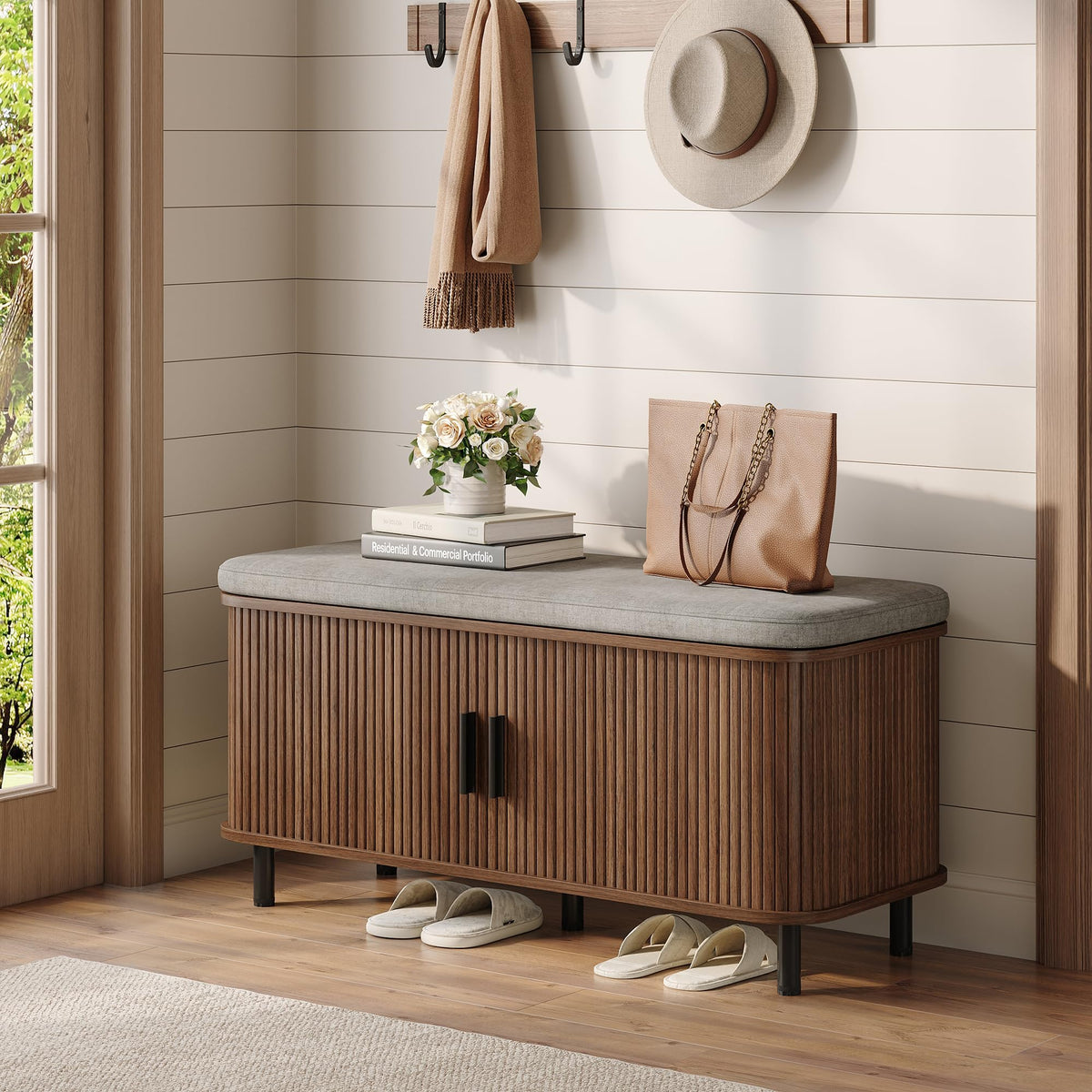 Upholstered Shoe Storage Bench