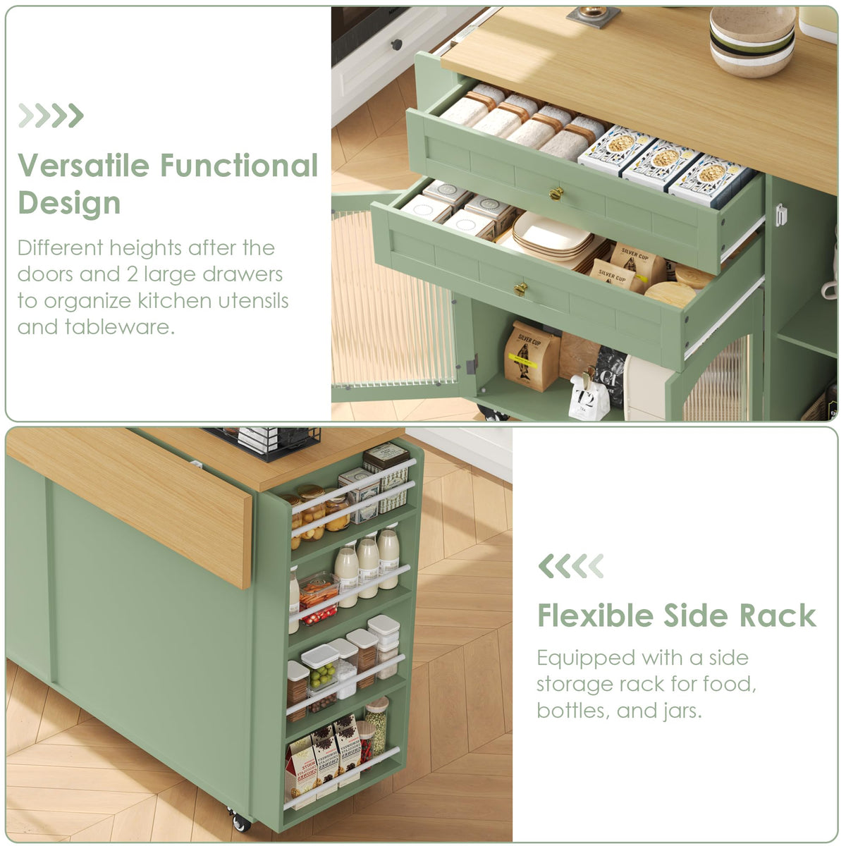 Green Rolling Kitchen Island