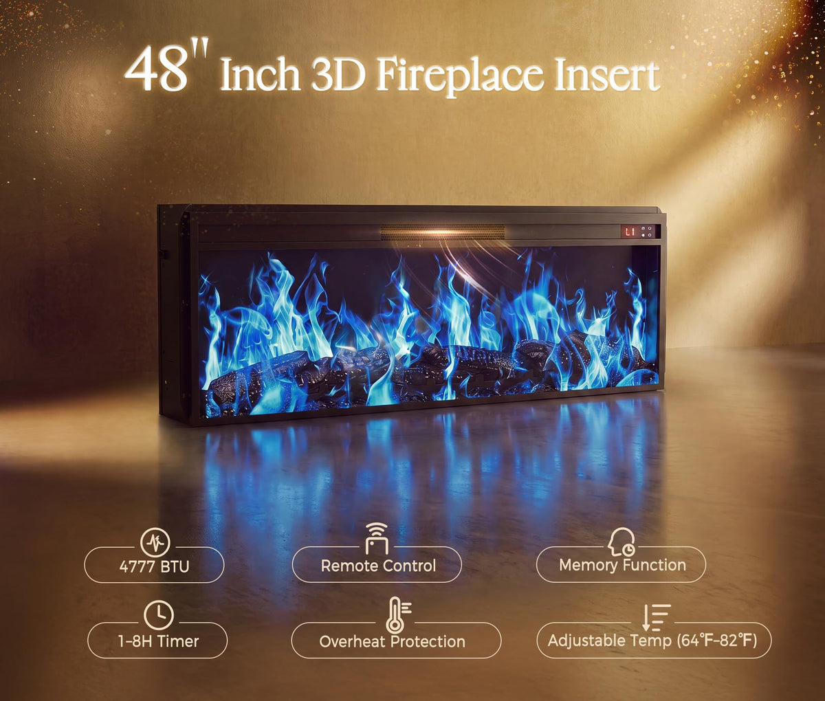 PRAISUN 70'' Fireplace TV Stand with 48'' Electric Fireplace