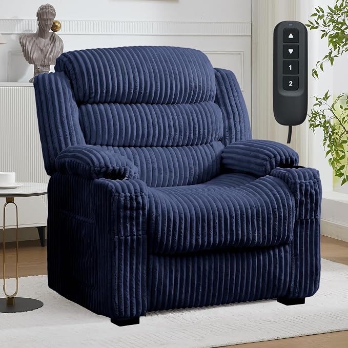 Oversized Corduroy Power Recliner