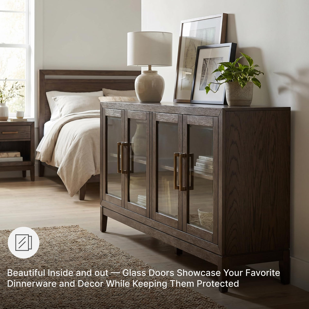 Signature Design by Ashley Burkhaus 1-Piece Buffet Cabinet, Dark Brown